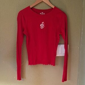 Red Dragon Lettuce Edge Baby Tee